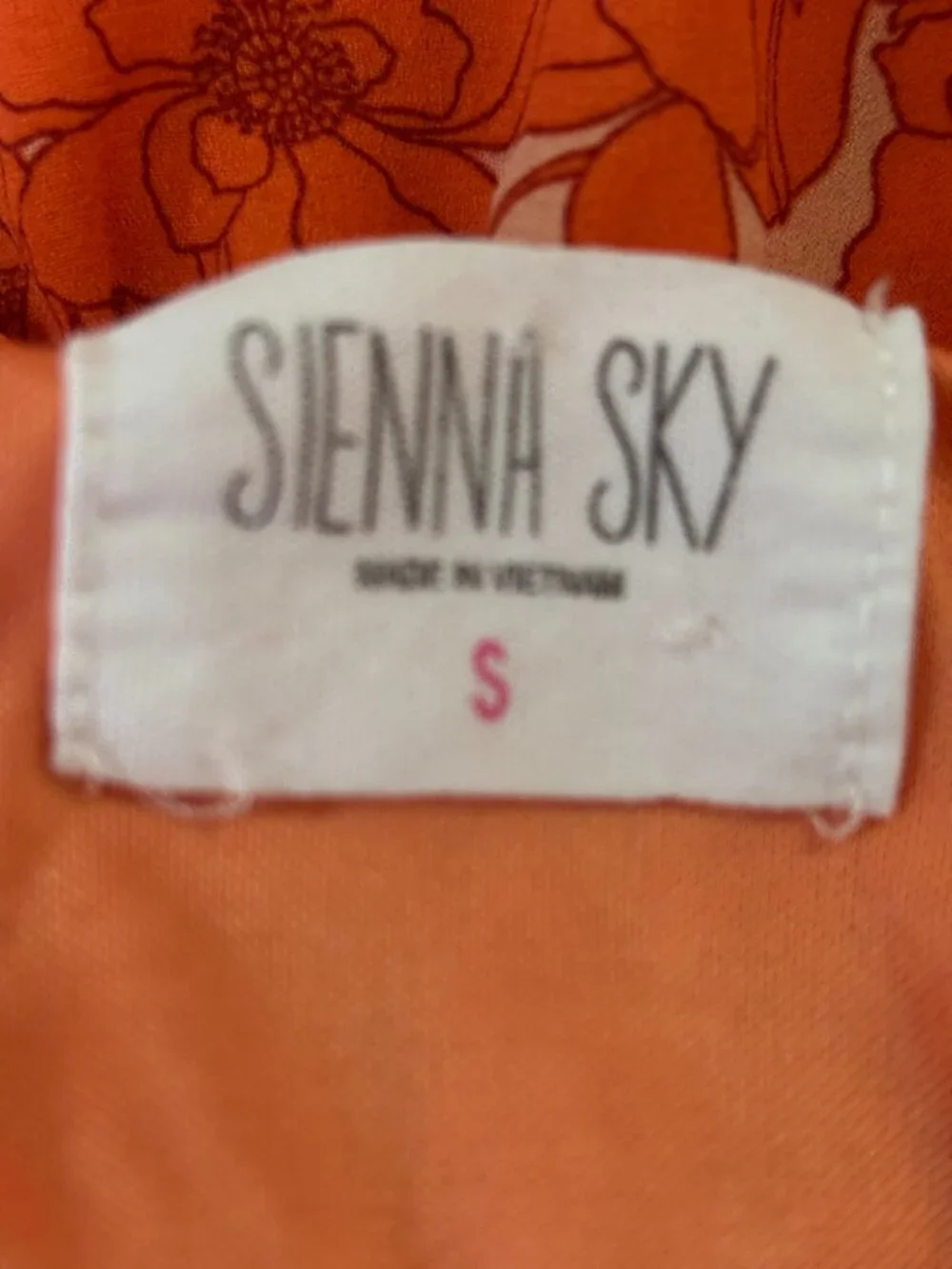 Sienna Sky Orange Floral Puff Sleeve Mini Dress Small Like New - Picture 4 of 6